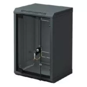 Triton 10 inch sieninis tinklo spintelė 6U, 300mm gylio, stiklinėmis durelėmis, juoda RAL 9005 RBA-06-AS3-BAX-C1