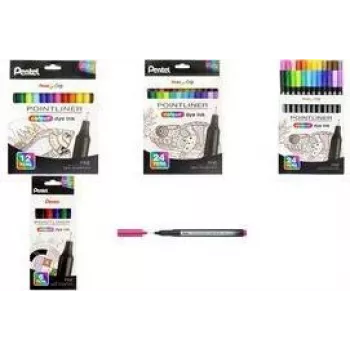 Pentel Arts Pointliner plonasraučiai, 0,4 mm, įvairių spalvų rinkinys, 6 vnt. S40-6