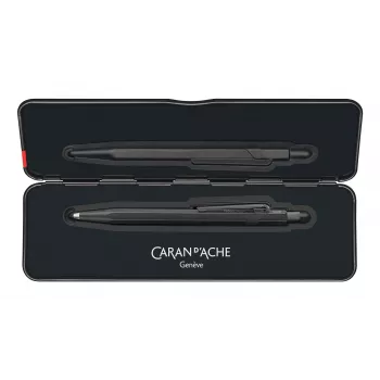 CARAN D'ACHE Fixpencil BLACK CODE 2 mm mechaninis pieštukas, matinis juodas šešiakampis aliuminio korpusas 22.496