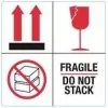 RILLPRINT 76930 įspėjamieji lipdukai „FRAGILE / DO NOT STACK“ – 100 x 50 mm, 500 vnt. ritinyje