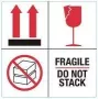 RILLPRINT 76930 įspėjamieji lipdukai „FRAGILE / DO NOT STACK“ – 100 x 50 mm, 500 vnt. ritinyje