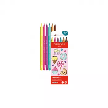 CARAN D'ACHE Fibralo Kawaii Candy flomasteriai, 6 vienetų rinkinys (185.802)