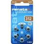Renata ZA312 cinko-oro baterijos PR41 165 mAh 1,4 V 6 vnt. ZA312.DP6 0HG