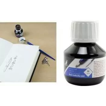 KANGARO K-7950 juodas piešimo rašalas, 50 ml stiklinis buteliukas, aukštos kokybės pigmentinis rašalas menui, techniniam piešimui, kaligrafijai