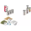 Metaltex Shake Line prieskonių barstytuvų rinkinys, 3 vnt., stikliniai su nerūdijančio plieno ir plastiko sukamaisiais dangteliais, 100 ml kiekvienas 259851000