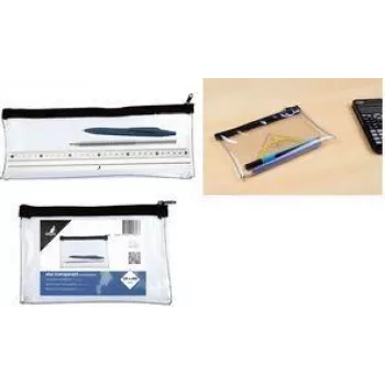 KANGARO K-56201 permatomas penalas, 330 x 125 mm, su užtrauktuku, PVC