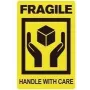 RILLPRINT 76860 Fragile / Handle With Care įspėjamieji lipdukai, permanentinis klijavimas, juoda ant geltonos, 100 x 50 mm, 500 lipdukų ritinyje