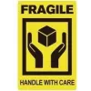 RILLPRINT 76860 Fragile / Handle With Care įspėjamieji lipdukai, permanentinis klijavimas, juoda ant geltonos, 100 x 50 mm, 500 lipdukų ritinyje