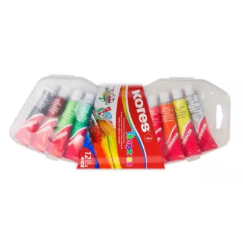 Kores Tempera dažų rinkinys, 12 didelio pigmento spalvų 12 ml aliuminio tūbelėse, maišomos, plastikiniame dėkle FF72412