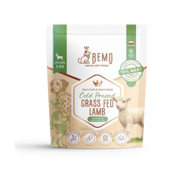 BEMO šalto spaudimo ėriena iš ganyklų žolės - sausa šunų ėdalo - 3kg