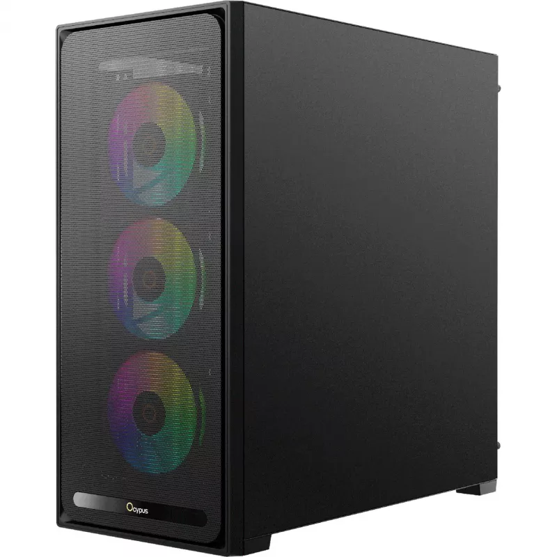 Ocypus Delta C70 ARGB juodas panoraminio stiklo Mid-Tower korpusas