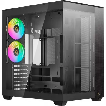 Ocypus Delta C74 ARGB juodas panoraminio stiklo Mid-Tower korpusas