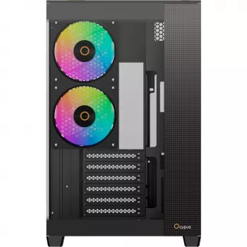 Ocypus Delta C74 ARGB juodas panoraminio stiklo Mid-Tower korpusas