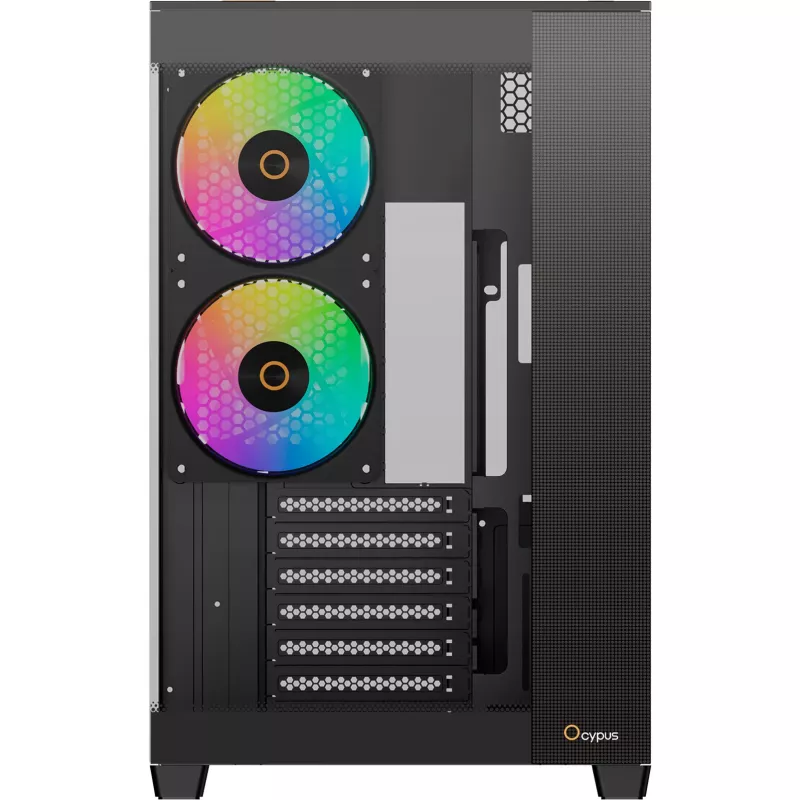 Ocypus Delta C74 ARGB juodas panoraminio stiklo Mid-Tower korpusas