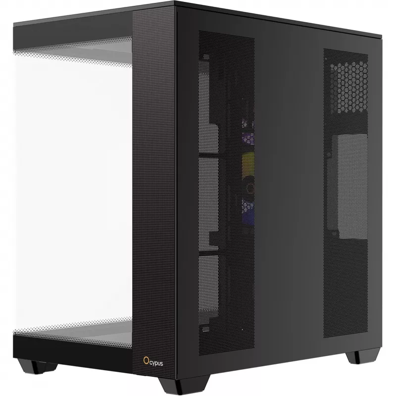 Ocypus Delta C74 ARGB juodas panoraminio stiklo Mid-Tower korpusas
