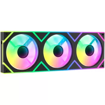OCYPUS Gamma F36 ARGB Reverse Blade 120mm PWM ventiliatorių rinkinys (3 vnt.) juodas