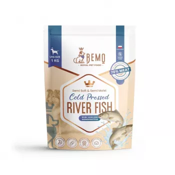 BEMO šaltai presuotas sausas pašaras šunims su upės žuvimi Mono 1kg