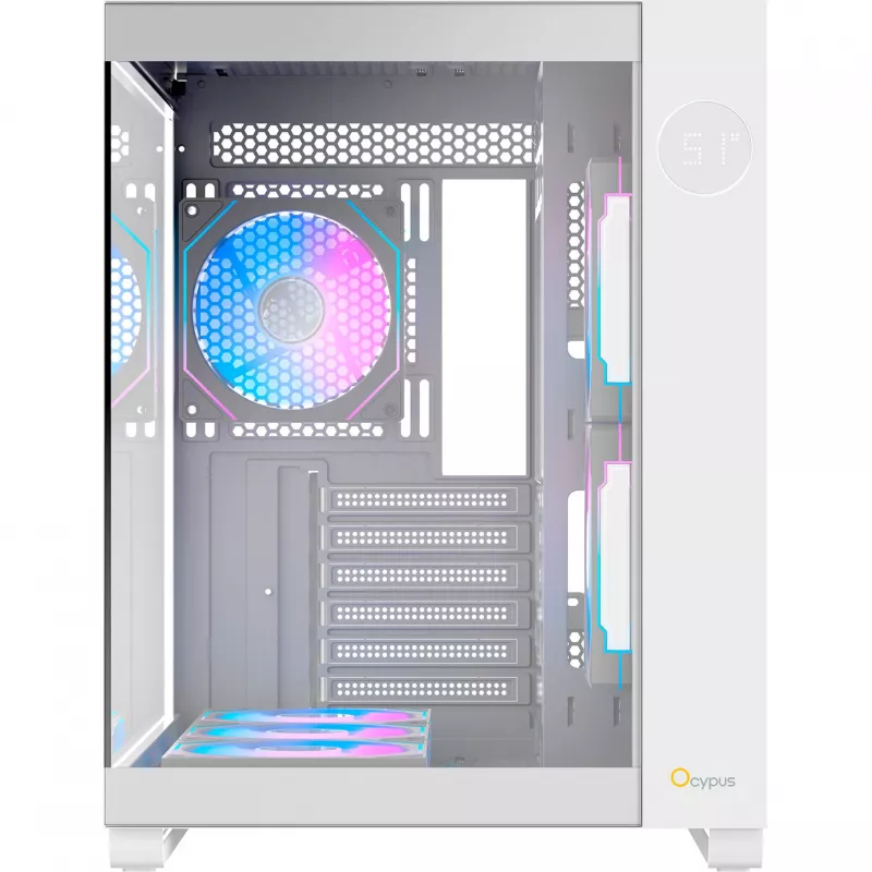 Ocypus Iota C70 ARGB White Panoraminio Stiklo Mid-Tower Korpusas