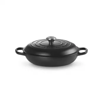 LE CREUSET ketaus negilusis puodas 30 cm 3,5 L matinis juodas