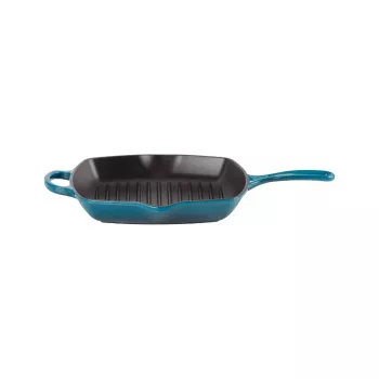 Le Creuset ketaus kvadratinė grilio keptuvė 26x26cm mėlyna