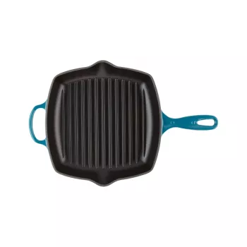 Le Creuset ketaus kvadratinė grilio keptuvė 26x26cm mėlyna