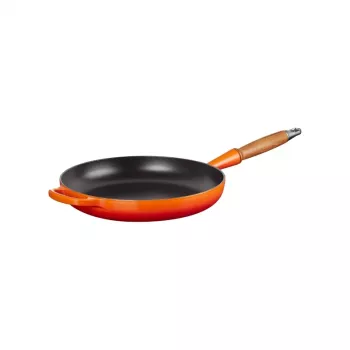 Le Creuset ketaus keptuvė su medine rankena 28 cm, ugnikalnio oranžinė