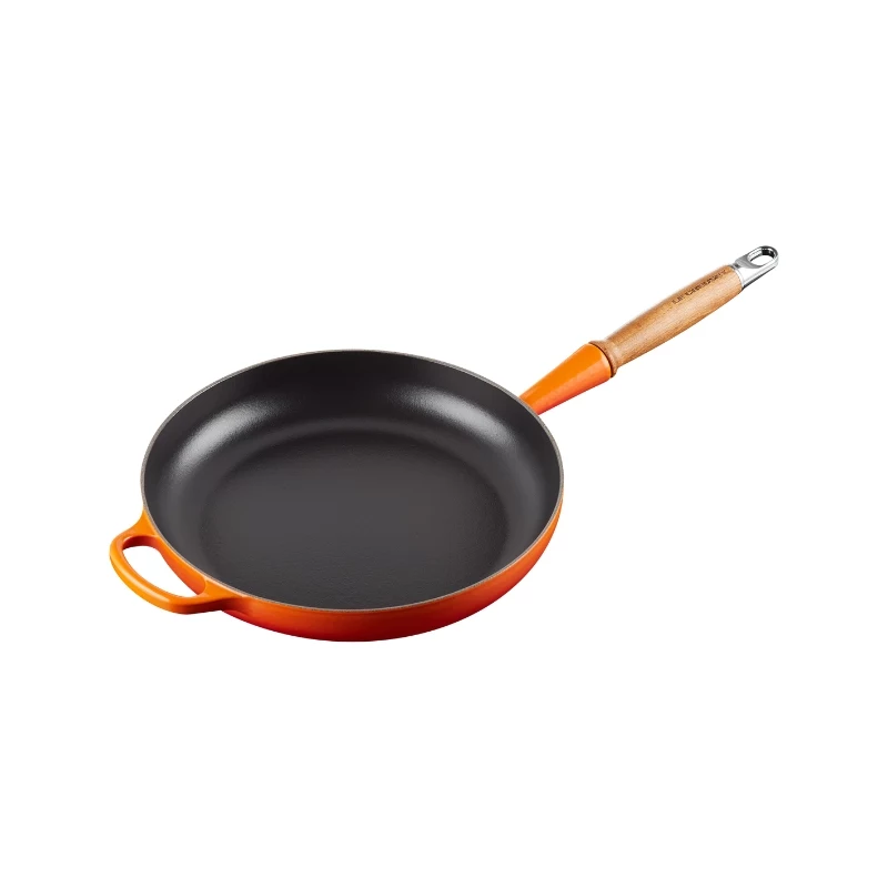 Le Creuset ketaus keptuvė su medine rankena 28 cm, ugnikalnio oranžinė