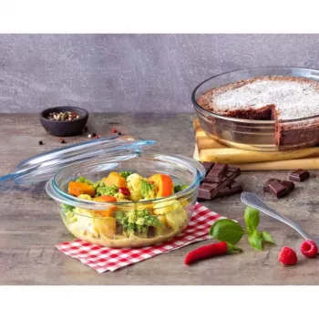 Pyrex Essentials 3L apvalus stiklinis indas su dangteliu, borosilikatinis stiklas, Ø22cm