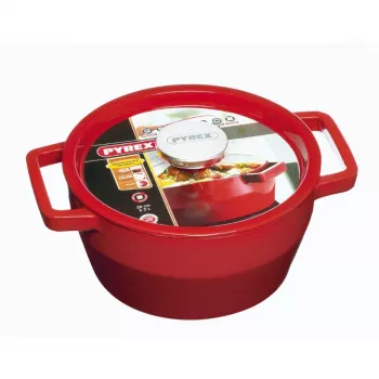 Pyrex ketaus apvalus troškinimo puodas 2,2L Ø20cm raudonas