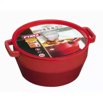 PYREX ketaus puodas 6,8 l apvalus 28 cm raudonas