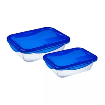PYREX Cook&Go stiklinė maisto laikymo talpa su dangteliu, 2 dalių rinkinys