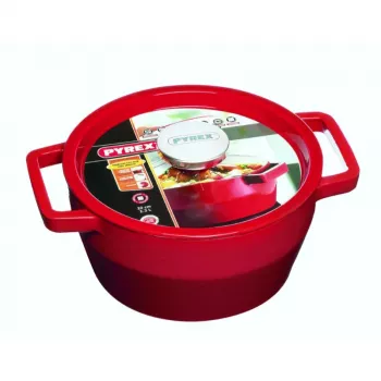 Pyrex ketaus puodas 3,6L apvalus Ø24cm raudonas