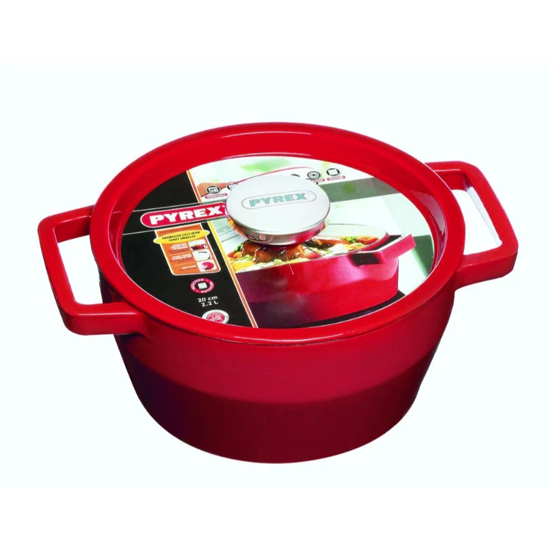 Pyrex ketaus puodas 3,6L apvalus Ø24cm raudonas