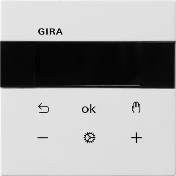 Gira S3000 kambario temperatūros reguliatorius su Bluetooth, įleidžiamas, baltas blizgus