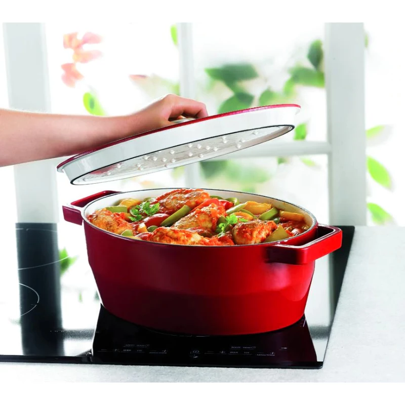 Pyrex ketaus ovali troškintuvė 3,8L raudona 29x21cm