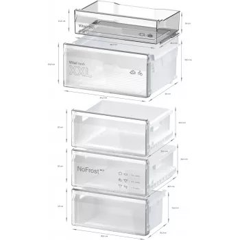 Bosch KGN36VIBT Serie 4 laisvai stovintis šaldytuvas-šaldiklis, 186 cm aukščio, energijos efektyvumo klasė D, sidabrinis
