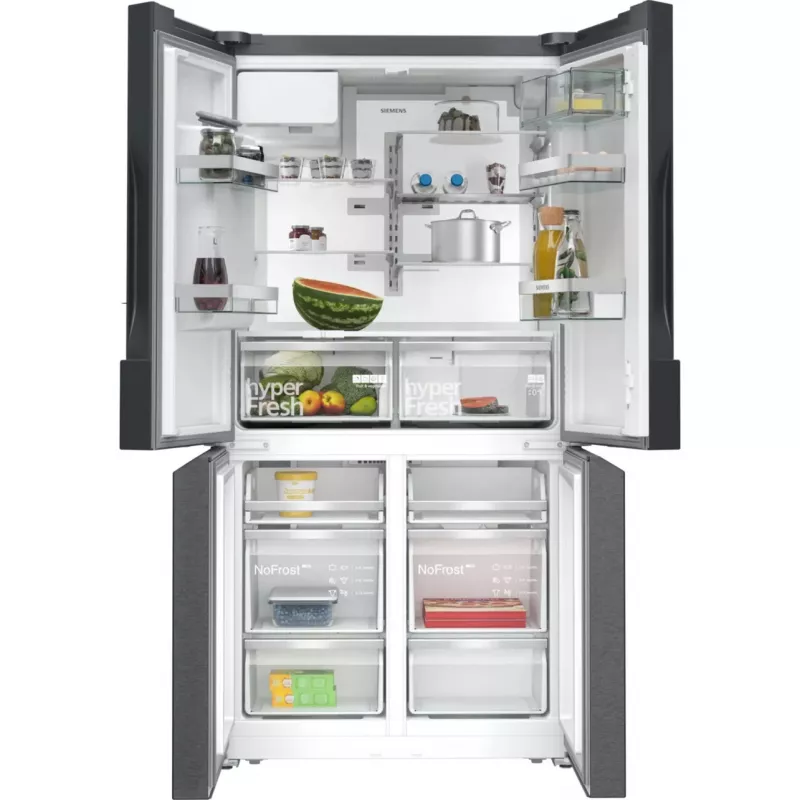 Siemens KF96DPXEA iQ700 French Door Side-by-Side šaldytuvas-šaldiklis su vandens ir ledo dozatoriumi, 183 cm, energijos klasė E, nerūdijantis plienas