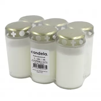CANDELA kapų žvakės su dangteliais, rinkinys iš 6, degimo laikas ~40h, baltos