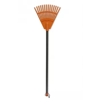 HORTUS mažos rankinės grėblės su rankena, oranžinės, 20 cm galvutė, 14 dantukų