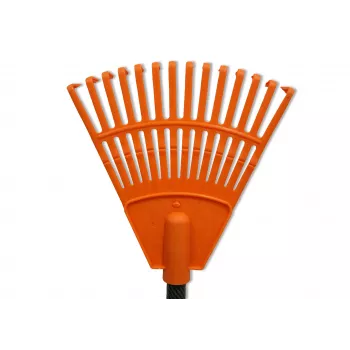 HORTUS mažos rankinės grėblės su rankena, oranžinės, 20 cm galvutė, 14 dantukų
