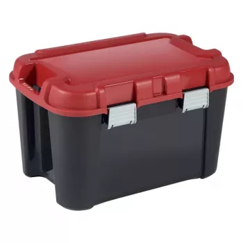 KETER DIY Totem 60L dėžė su dangčiu, 59 x 39,5 x 36 cm, juoda/raudona