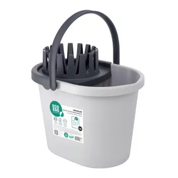 ECO EGO ovali šiukšlių dėžė su apvalia mygtuko sistema, 10L, sidabrinė/pilka