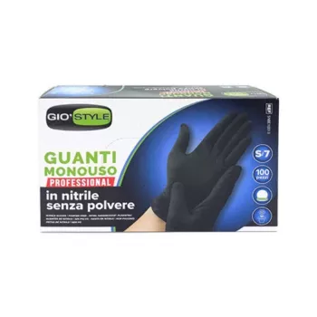 GIOSTYLE nitrilinės vienkartinės pirštinės, 100 vnt., juodos, dydis S, 24x8,5x0,05 cm
