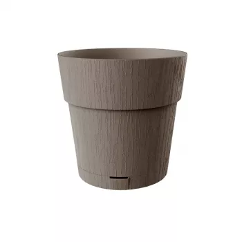 STEFANPLAST Ethica gėlių vazonas su padėklu, 25x25 cm, rudas, 8,5 L, perdirbtas plastikas