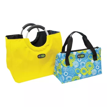 GIOSTYLE Termo krepšių rinkinys Bag In The City Assorted, mėlyna-geltona/geltona-mėlyna (2 krepšiai, 20L + 10L, sandarus PEVA pamušalas, didelio tankio putų izoliacija, užtrauktukas, reguliuojamas petnešėlis, dvi rankenos)
