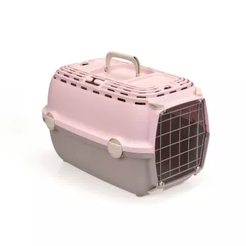 STEFANPLAST Horizon 1 transportavimo narvas su metalinėmis durimis 48x32x30cm rožinis/pilkas
