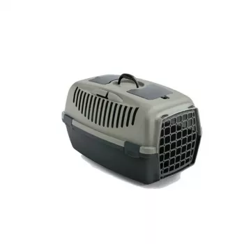 STEFANPLAST Gulliver 2 transportavimo narvas su plastikinėmis durelėmis 55x36x35 cm, pilkas/žalias
