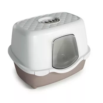 STEFANPLAST Tres Chic uždara kraiko dėžė katėms su filtru, 56x39x39 cm, balta/šviesiai pilka