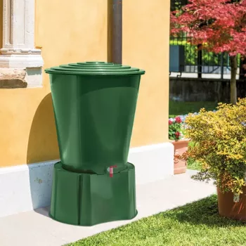 STEFANPLAST vandens statinė 210L su dangčiu ir čiaupu Ø76,5x84cm žalia
