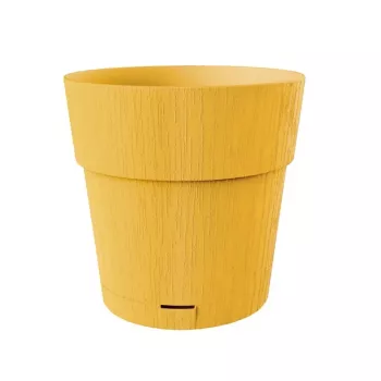 STEFANPLAST Ethica apvali gėlių vazonas su padėklu, 25 cm, garstyčių geltonumo